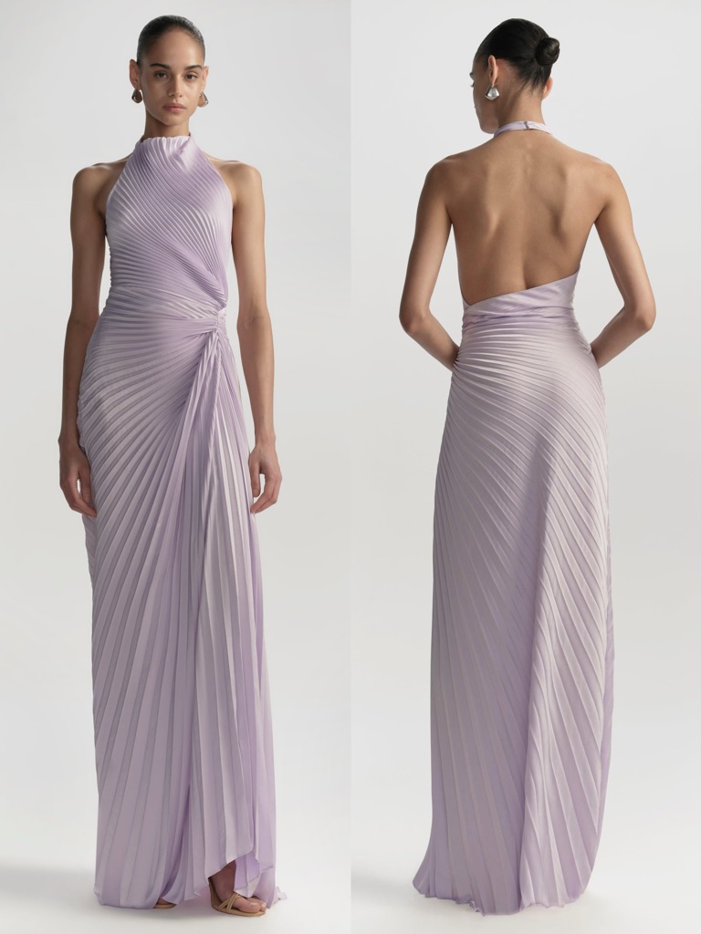 A.L.C Lavender Halter Pleated Evening Gown Dress 4